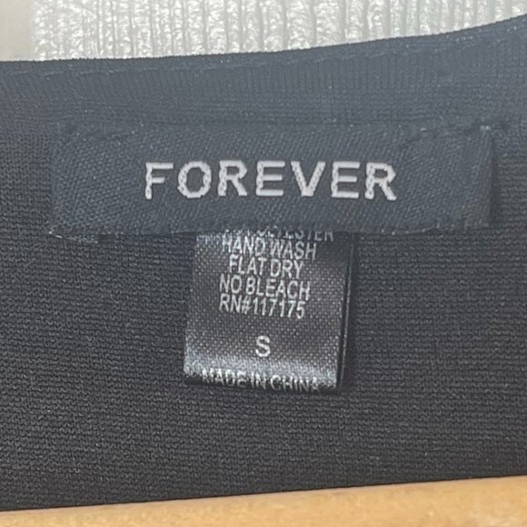 👗 FOREVER | NWT Black Babydoll Dress with Rosette Neck Details | Size S - Picture 7 of 10
